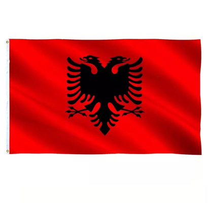 Màu CMYK Cờ tùy chỉnh 3X5 Ft 100% Polyester Cờ quốc gia Albania